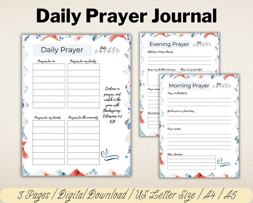 Floral Daily Prayer Journal | Prayer Planner Printable | Digital ...