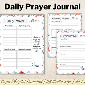 Floral Daily Prayer Journal | Prayer Planner Printable | Digital Devotional Journal | Gratitude Notes PDF | Neutral Prayer | A4 A5 US Sizes