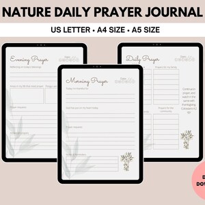 Nature Daily Devotional Prayer Journal | Gratitude Journal | Printable Planner Templates