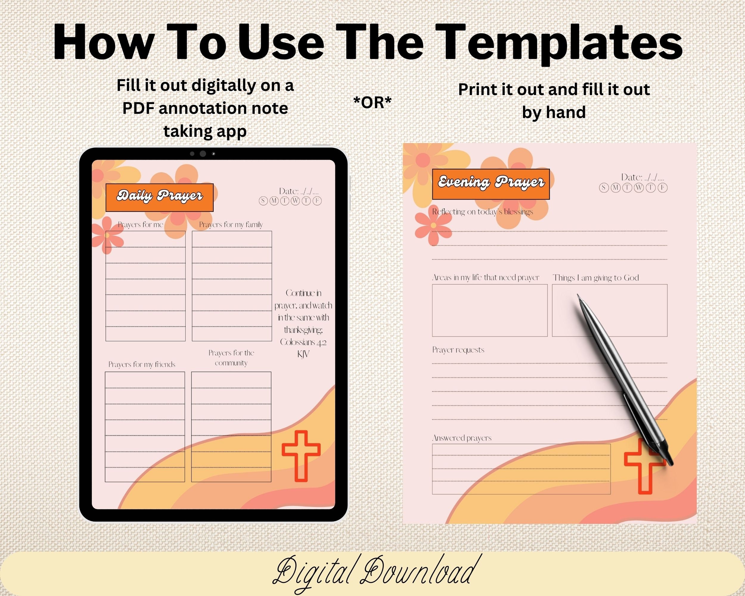 Retro Daily Prayer Journal | Prayer Planner Printable | Digital ...
