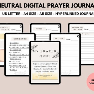 Prayer Journal Printable | Digital Faith Journal | Goodnotes Prayer Journal | Digital Neutral Devotional Printable PDF | Gratitude Journal