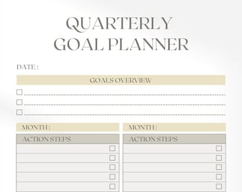 Bruine en witte professionele doelplanner | Afdrukbaar | Digitale download