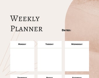 Beige Minimalist Weekly Planner | Printable | Digital Download