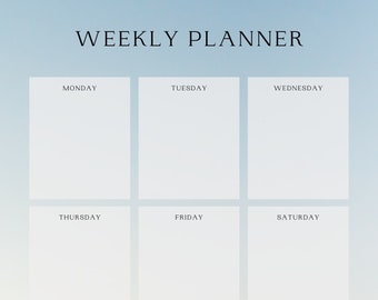 Cuaderno planificador semanal minimalista Sky / Imprimible / Descarga digital