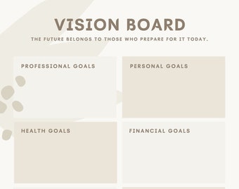 Organic Shapes Vision Board Planner Page | Printable | Digital Download