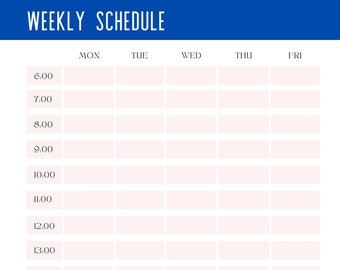 Weekly Schedule Minimalist Planner | Printable | Digital Download