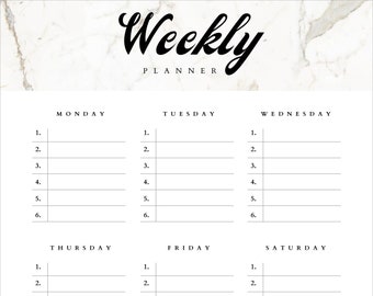 Weekly Planner Organizer To Do List | Printable | Digital Download