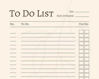 Beige Clean and Trendy Daily To Do List | Printable | Digital Download