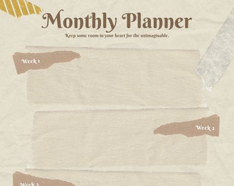 Brown Monthly Planner Template | Printable | Digital Download