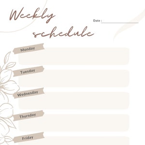 Beige Weekly Schedule Planner Template | Printable | Digital Download