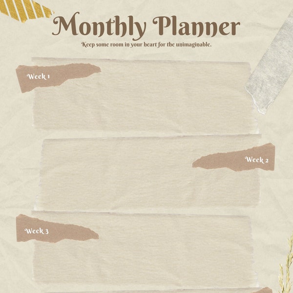 Brown Monthly Planner Template | Printable | Digital Download