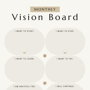 Minimalist Monthly Vision Board Planner, Focus Journal, Life Planner, Vision Planner, Mindset Planner | Printable | Digital Download