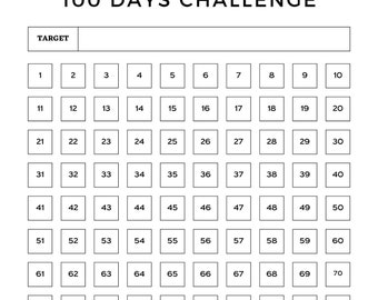 Minimalist White 100 Days Challenge Habit Checklist Planner | Printable | Digital Download