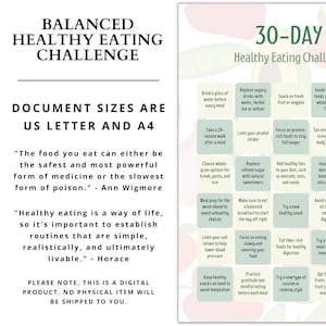 Balanced Eating Transformation - 30-Day Healthy Eating Challenge | Printable | Digital Download