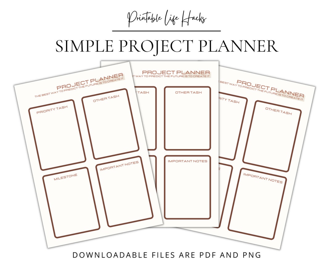 Elegant Simple Project Planner Printable Digital Download - Etsy
