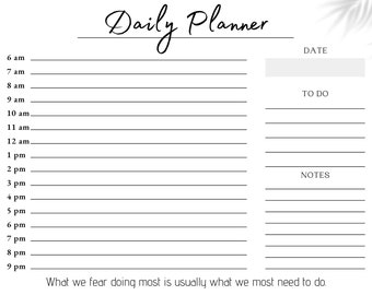 Elegant Daily Planner with Schedule | Printable | Digital Download