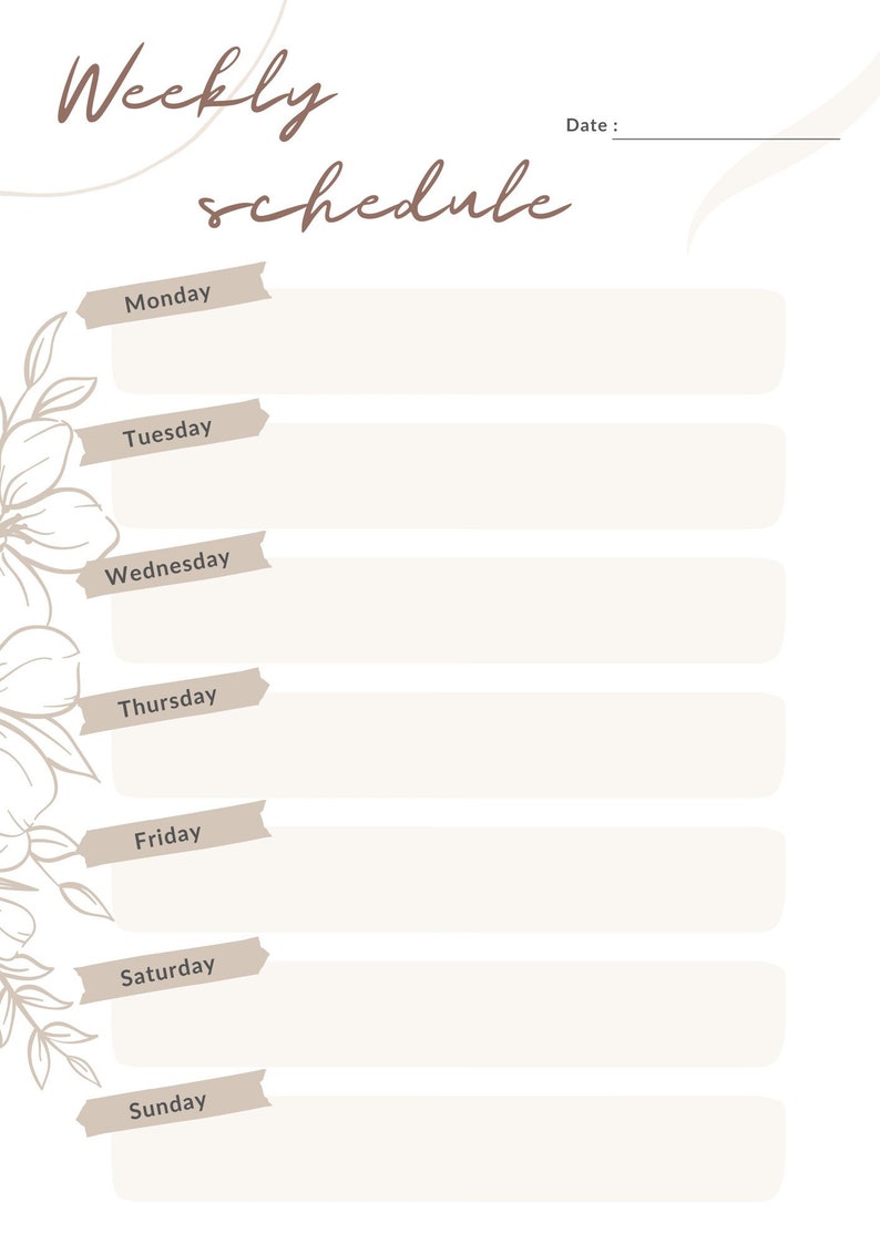 Beige Weekly Schedule Planner Template | Printable | Digital Download ...