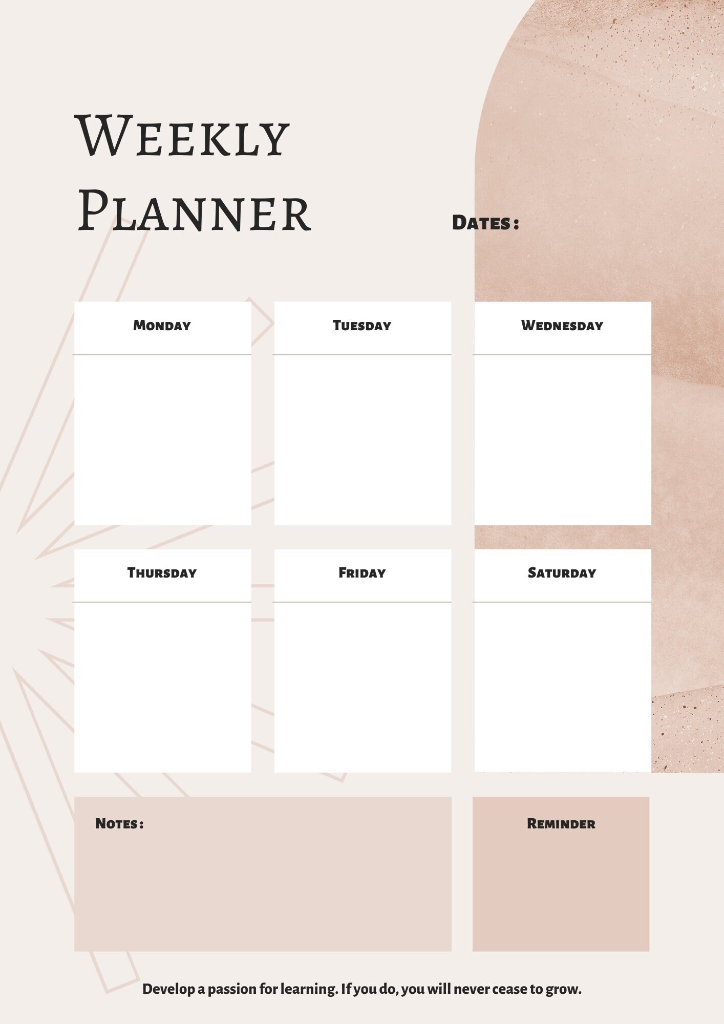 Beige Minimalist Weekly Planner | Printable | Digital Download - Etsy