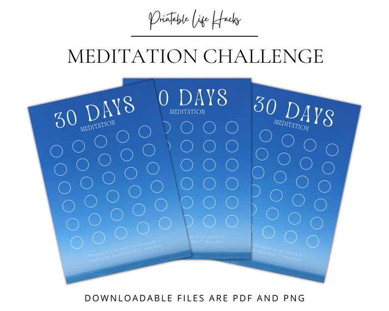 Calming Meditation Challenge Tracker | Printable | Digital Download - Etsy
