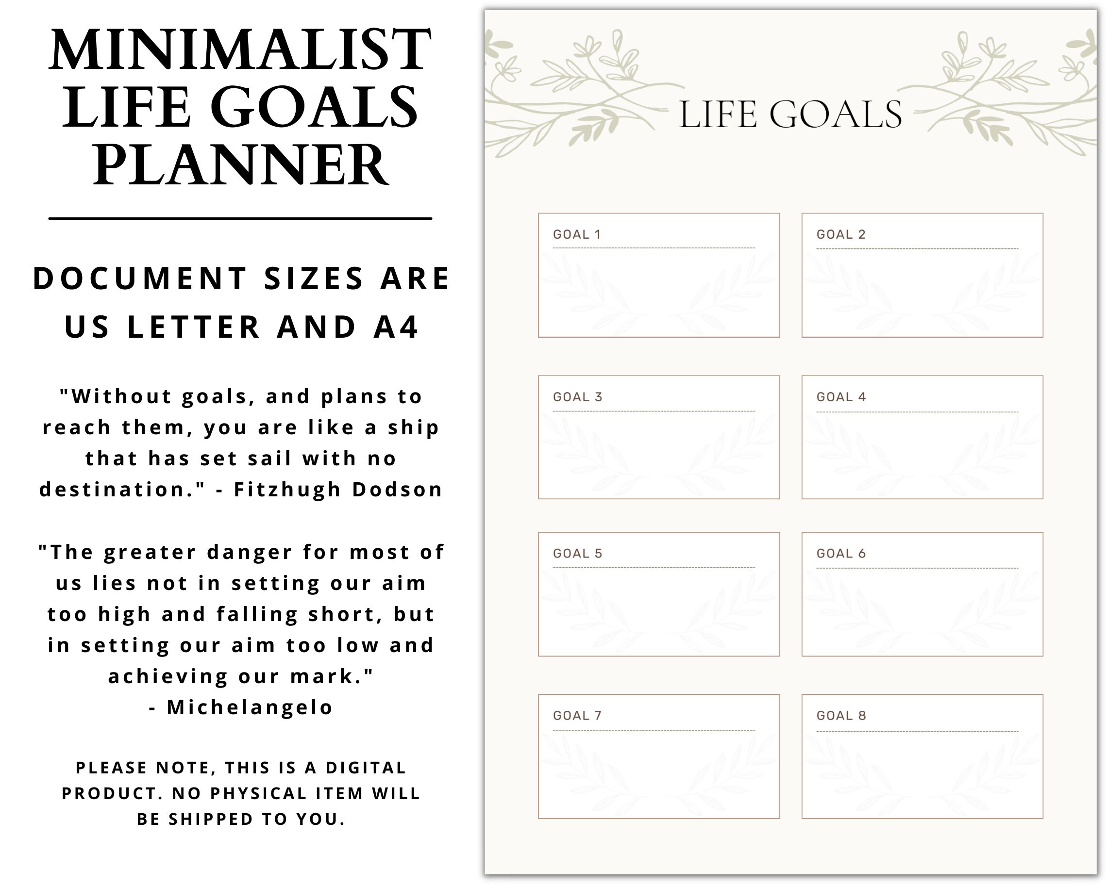 Life Goals Planner | Printable | Digital Download - Etsy