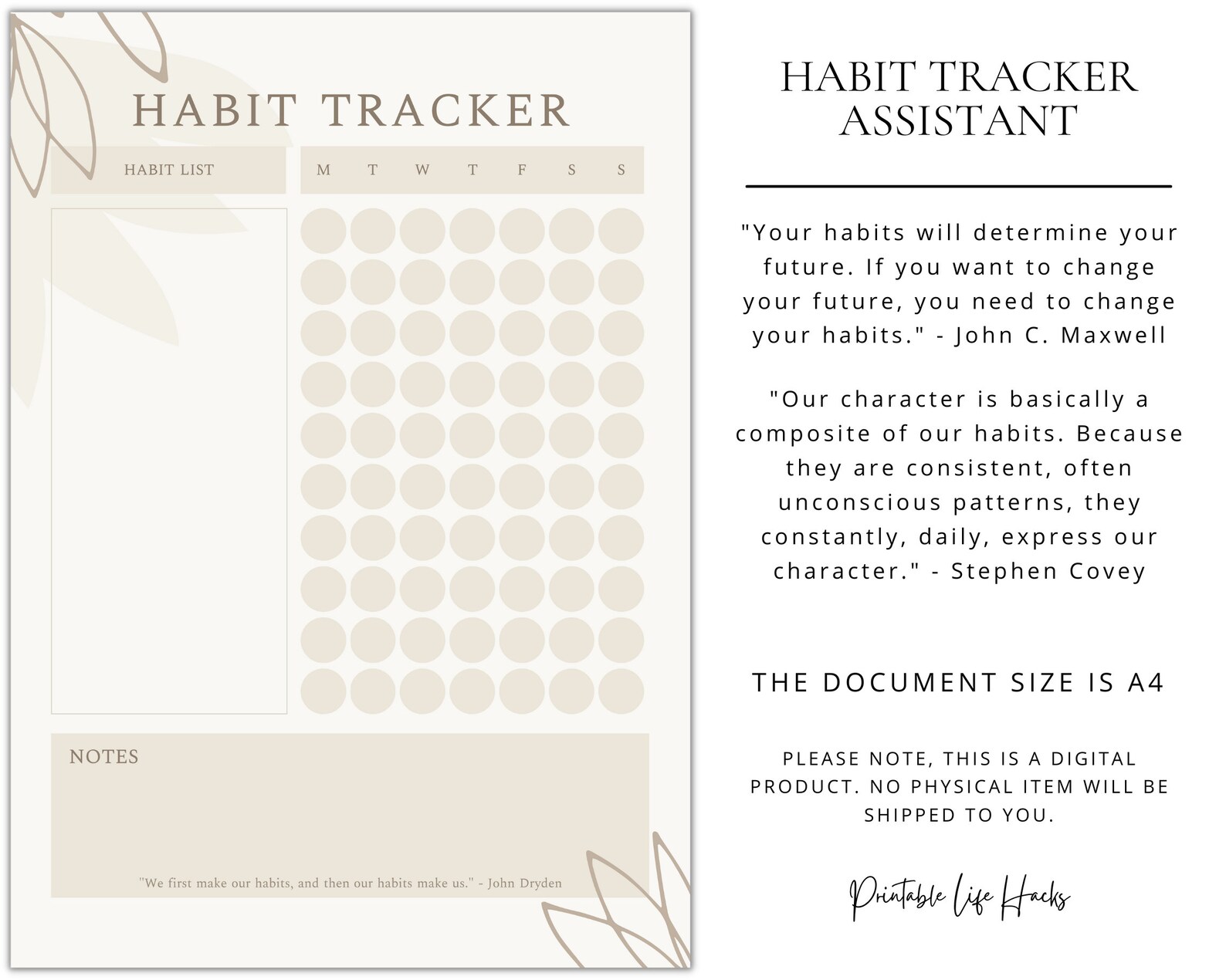 Beige Shapes Habit Tracker | Printable | Digital Download - Etsy