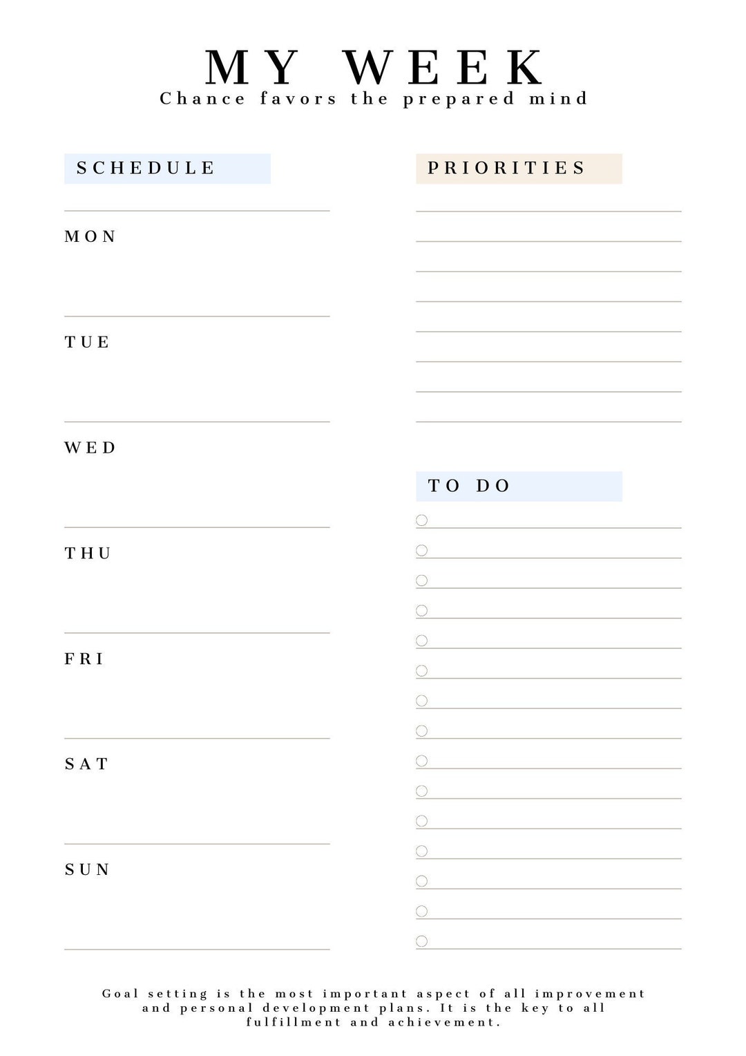 Pastel Elegant Minimalist Weekly Planner | Printable | Digital Download ...