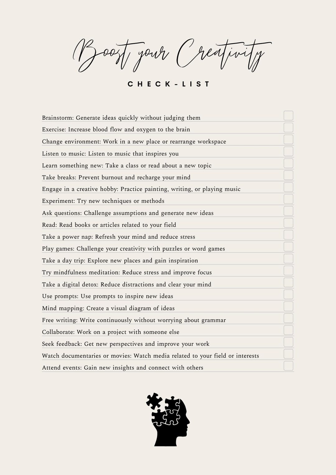 Catalyst for Creativity - A Checklist to Boost Your Creative Potential ...