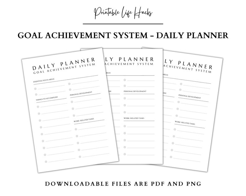 Goal Achievement System - Daily Planner | Printable | Digital Download ...
