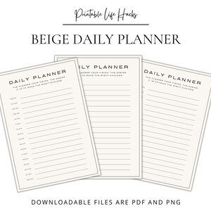 Minimalistic Simple Daily Planner, Detailed Daily Schedule, Structured Daily Plan, Daily Hour Agenda | Printable | Digital Download