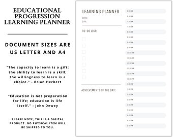 Educational Progression - Learning Planner | Printable | Digital Download