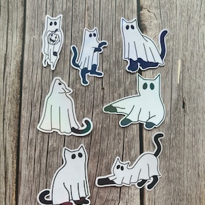 Cute Cat Stickers, Cat Sticker Pack, Cute Cat Spooky Sticker Pack,Freebie Stickers, Ghost Cat Stickers