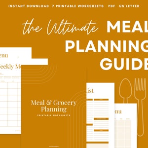 Meal Planning Guide, Home Planner, Meal Planning Printable, Meal Planning, Life Organizer, ADHD Printable, ADHD Planner, Grocery List