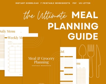 Meal Planning Guide, Home Planner, Meal Planning Printable, Meal Planning, Life Organizer, ADHD Printable, ADHD Planner, Grocery List