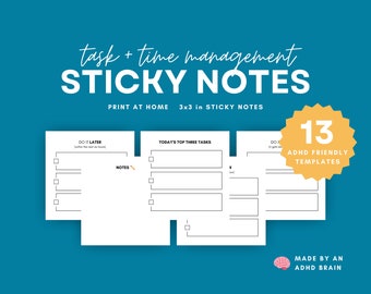 Sticky Note Printable, ADHD Planner, Daily Planner, Weekly Planner, Task Tracker, Life Organizer, Task List Printable, To-Do List