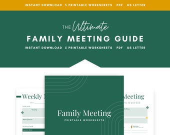 Family Meeting Guide, Printable, Family Meeting Agenda, Home Planner, Weekly Check in, Monthly Check in, Life Organizer, ADHD Printable
