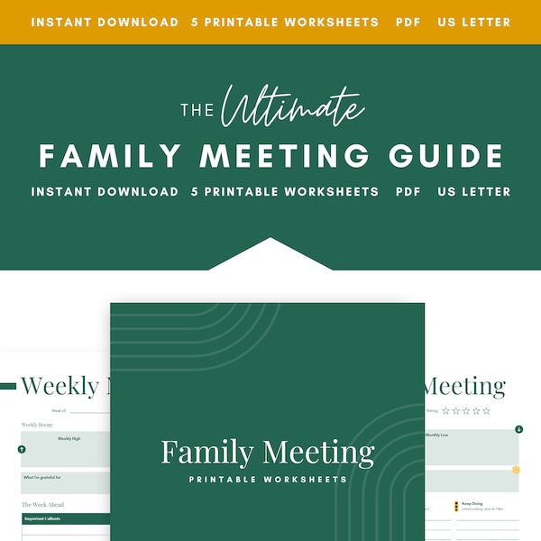 Family Meeting Guide, Printable, Family Meeting Agenda, Home Planner, Weekly Check in, Monthly Check in, Life Organizer, ADHD Printable