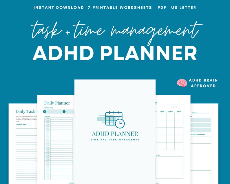 ADHD Planner, Digital Planner, ADHD Printable, Daily Planner, Weekly