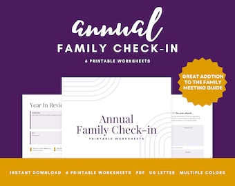 Annual Family Check-in Template, Home Planner, Family Meeting, Family Meeting Worksheet, Life Organizer, ADHD Printable, Annual Planner