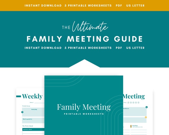 Family Meeting Guide, Home Planner, Family Meeting Printable, Home Management, Life Organizer, ADHD Printable, ADHD Planner, Mom Planner