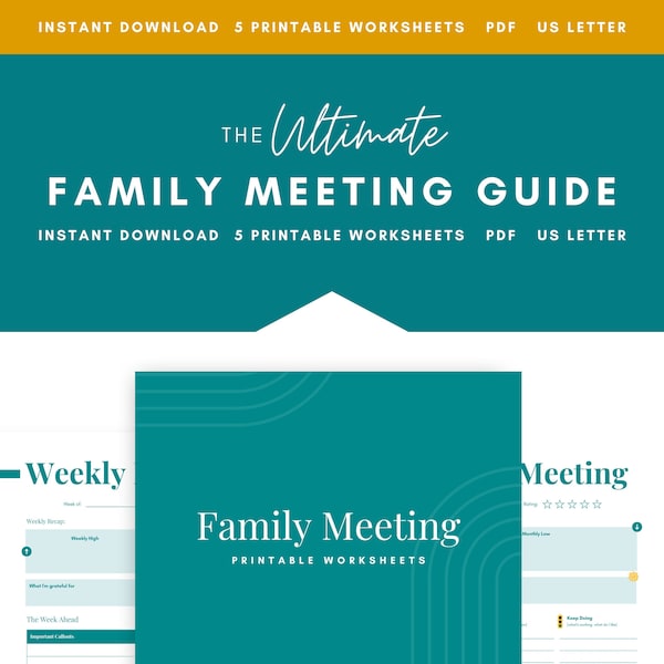 Family Meeting Guide, Home Planner, Family Meeting Printable, Home Management, Life Organizer, ADHD Printable, ADHD Planner, Mom Planner