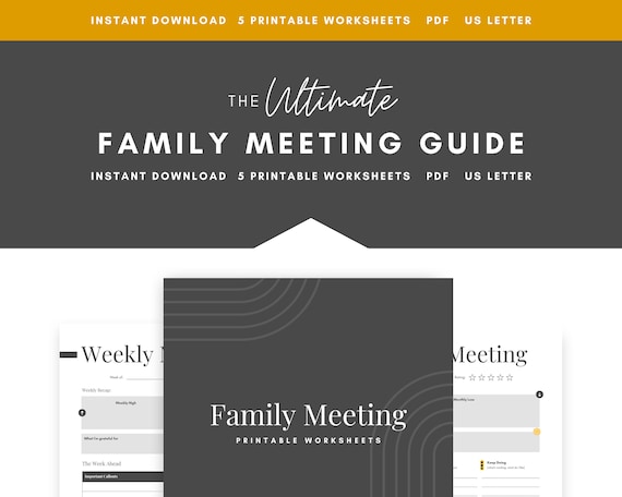 Family Meeting Guide, Printable, Family Meeting Tool, Home Planner, Marriage Meeting Agenda, Life Organizer, ADHD Printable, Mom Planner