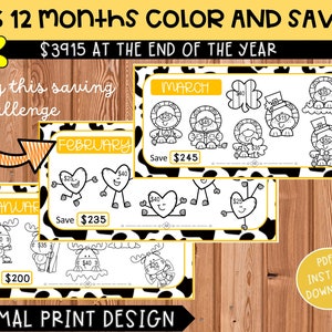 12 Months Color and Save | A6 Saving Challenge Trackers | Monthly Savings Challenge Bundle | A6 Cash Envelopes | Envelope Challenge |Digital