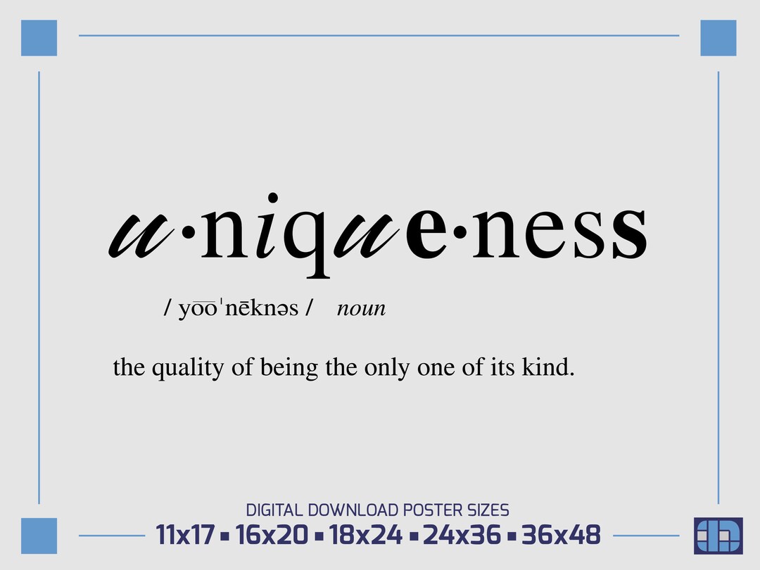 Uniqueness Dictionary Definition Typography Print Wall Art Printable ...
