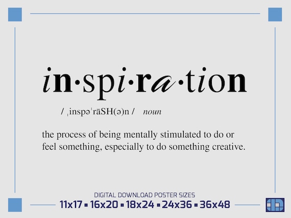 Inspiration Dictionary Definition Typography Print Wall Art