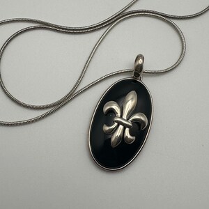 Vintage Sterling Silver .925 Necklace with Onxy and Sterling Pendant Stamped