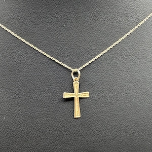 Vintage 14k Yellow Gold Small Cross and Necklace