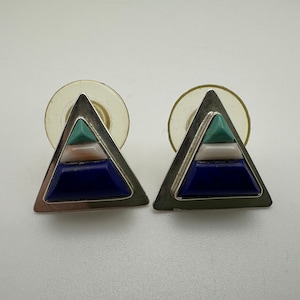 Signerade Gilbert Tom 925 Sterling Silver Örhängen i Turkos/Korall/Lapis 4,47 g Indiansk Navajo Vintage