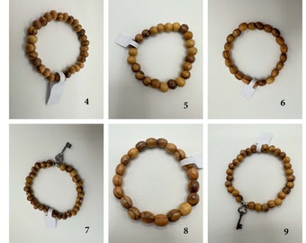 Options clés en argent sterling de bracelets palestiniens faits main en bois d'olivier palestiniens