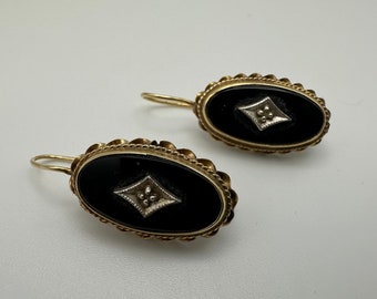 Vintage Gold and Onyx Earrings (Tested 12.61k Gold)