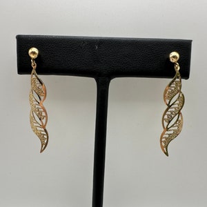 14K Yellow Gold Drop Earrings Vintage